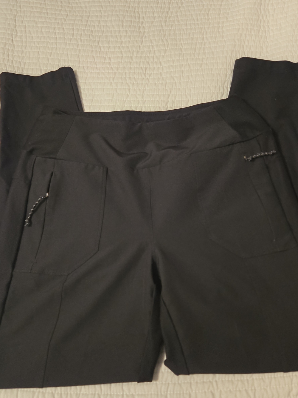 Womens Avalanche Black Ponte Trousers with Beaded Pocket Trim